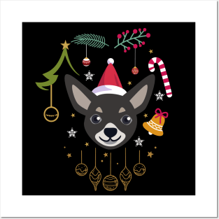 chihuahua christmas bells lights funny xmas dog lover Posters and Art